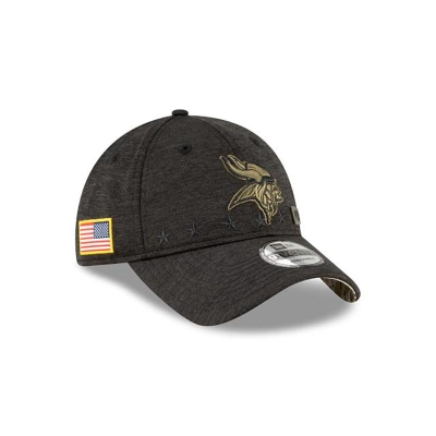 Black Minnesota Vikings Hat - New Era NFL Salute To Service 9TWENTY Adjustable Caps USA1587249